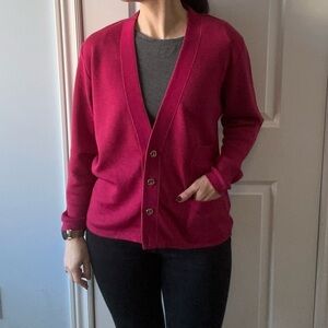 Vintage Salvatore Ferragamo Fuchsia Wool Cardigan Size Small